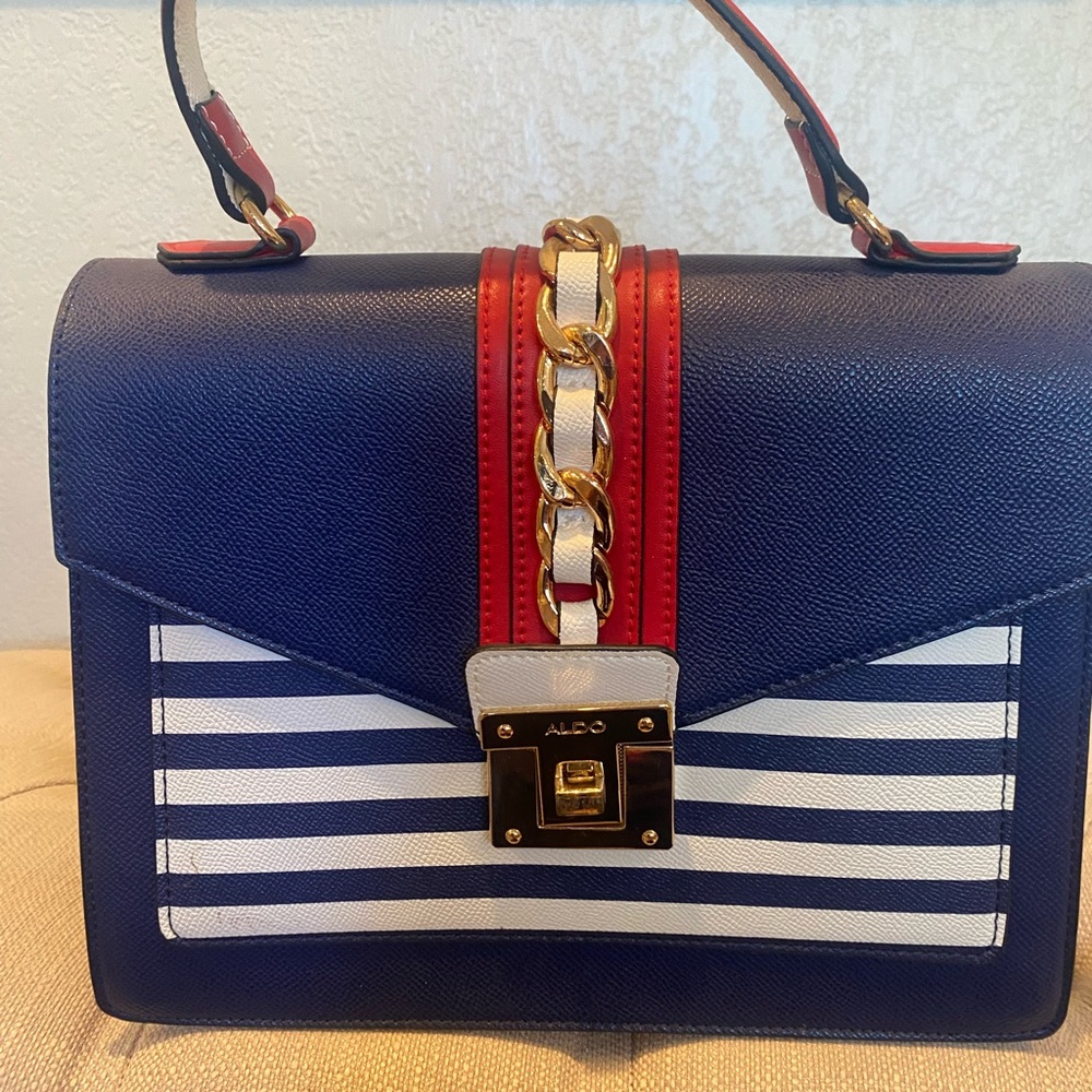 Aldo red, white & blue small satchel